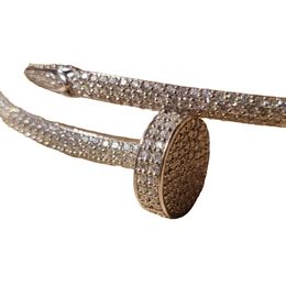 nail bangle bracelet for women High Luxury Jewelry Bangle Round Bracelet VVS Moissanite Diamond link 10K White Gold