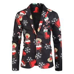 Men's Suits Blazers Cartoon Graphic Suits Funny Christmas Suit Jacket Men'S Casual Blazers Navidad Year Suits Male Party Slim 231128