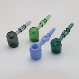 Cool Colourful Ring Pyrex Thick Glass Pipes Bubbler Philtre Portable Dry Herb Tobacco Smoking Bong Holder Innovative Waterpipe Hand Tube DHL