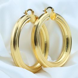 Hoop Earrings 65mm Exaggerate Big Smooth Simple Women Vintage Fashion Statement Gold Colour Punk Charm Ear Jewellery