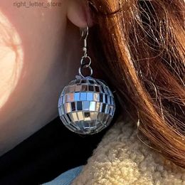 Stud Disco ball earrings 70s 80s party costume earrings retro dance carnival funk jewelry mirror glass ball shiny charm glitter p YQ231128