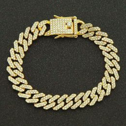 12mm 7 8 9inch Hip Hop Gold Silver Rosegold Iced Out Miami Cuban Link Chain Bracelets2469