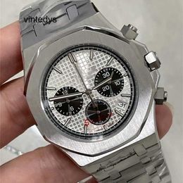 Movement Watch Audema Pigue Simple Style Best-brand Luxury Top Watch 42mm Mens Sapphire Glass Chronograph Function Steel Strap Waterproof Wristwat JO27