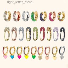 Stud Lost Lady Single Rhinestone Crystal Safety Pin Hoop Earrings Women Cute Heart Drop Earrings Wholesale Jewellery Party Gifts YQ231128