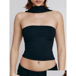 Womens Tanks Camis Women Y Strapless Halter Tube Tops Cutout Ruched Y2K Top Sleeveless Off Shoder Bandeau Streetwear Drop Delivery App Dhbyv