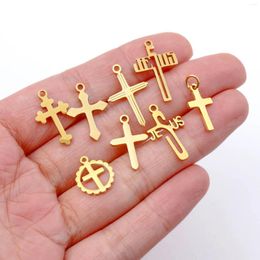 Charms 5pcs/Lot Cross Stainless Steel Pendants For Necklace Bracelet Earring Jewellery Making Supplies DIY Handmade Craft