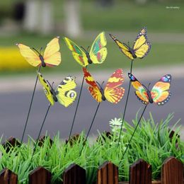 Garden Decorations Butterfly Stakes Colorful Butterflies For Outdoor Yard Planter Flower Potted Lawn Ornament Bonsai Decor FakeButterfly