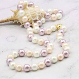 Chains Wholesale And Retail Product Beautiful Noble 8MM Mixed Colour Ball Shell Pearl Long Necklace DIY Christmas Gifts 18inch SD338