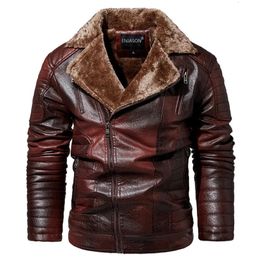 Mens Leather Faux Men Fashion Jacket Autumn Motorcycle Slim Fleece Coat Winter Outdoor Casual Motor Biker PU 231129