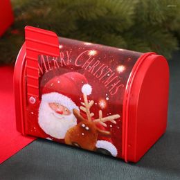 Gift Wrap Iron Mailbox Ornament Christmas Mailbox-shaped Packing Box Brilliant Colour Cookie Can Pendant Candy Organiser Xmas Decor