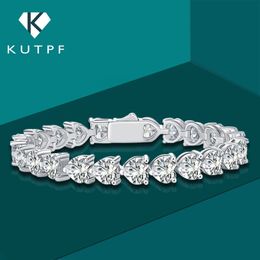 Chain Hear shape Full Diamond Tennis Bracelet with Certificate 925 Sterling Silver Bangle Women s Bracelets Fine Jewelry 231129