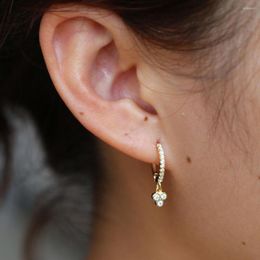 Dangle Earrings CUTE Three Stone Dots Charm Earring Gold Filled Vermeil 925 Sterling Silver Elegance Trendy Ear Jewellery