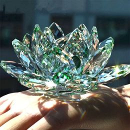 Decorative Objects Figurines Crystal Lotus Flower Figurine Home Wedding Decoration Glass Craft Collection Paperweight Office Table Souvenir Gifts 231128