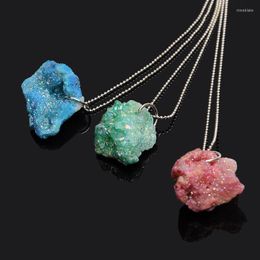 Pendant Necklaces Maxi Irregular Real Nature Stone With Pendent Silver Plated Link Chain Necklace Fashion Jewelry