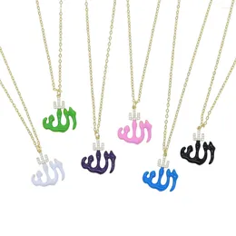 Pendant Necklaces Colorful Letter CZ Charm For Women Pave Pink White Blue Enamel And Gold Plated Color Fashion Jewelry