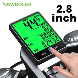 Bike Computers 2.8" Bicycle Computer Wireless Wired Bike Computer Rainproof Speedometer Odometer Stopwatch for Cycling Accessories 2.0'' option 231129