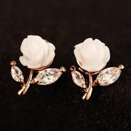 Korean Brand Women Earrings Fashion Zircon Flower Stud Earrings 18K Gold Plated Jewelry Accessories174F