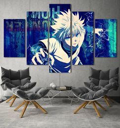 Home decor painting print 5 panel hunter x hunter picture animation wall art modular canvas poster modern bedside background7134813