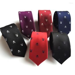 Bow Ties Novelty Men Jacquard Skull Festival Wedding Party Holiday Narrow Neck Tie Polyester 6cm Silk Floral Business Gift Necktie Cravat