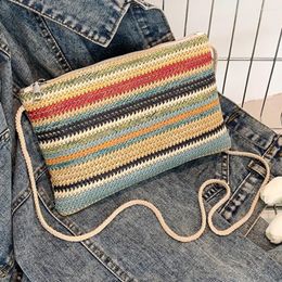 Evening Bags Women Fashion Hobo Bag Colourful Straw Ladies Casual Zipper Crossbody Lightweight Breathable For Travel Beach Vacation