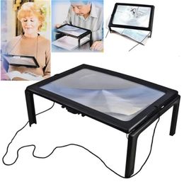 Magnifying Glasses Reading 3X Magnifier Full Page Optical Magnifying Foldable A4 LED Lens Desk Magnifying Glass For Sewing Knitting 231128