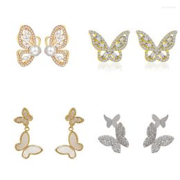 Hoop Earrings ENSHIR Luxury Fashion Round Dangle Drop Korean For Women Big Butterfly Gold Colour Earring Jewellery Gift