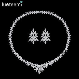 Wedding Jewellery Sets LUOTEEMI Luxury Cubic Zirconia Bridal High Quality Clear Zircon Jewellery For Bride Party Engagement Gifts 231128