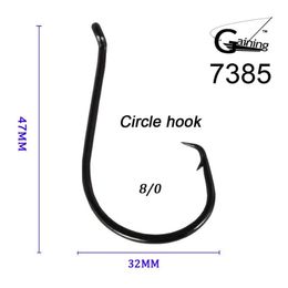 50pcs 8 0 High Carbon Stainless Steel Chemically Sharpened Octopus Circle Ocean Fishing Hooks 7385 Fish Hook288e