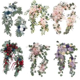 Christmas Decorations 2 Pcs Artificial Wedding Arch Flowers Kit Garlands Silk Peony Flower Swag Welcome Sign Floral for Ceremony Party 231128