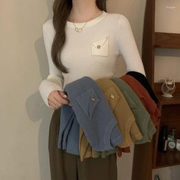 Women's T Shirts 2023 Autumn AAnd Winter Korean Style Slim Top Design Sense Knitting Home Casual All-Match Bottoming Sweater