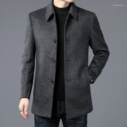 Men's Jackets Autumn Winter Middle-Age Dad Business Casual Coats Solid Colour Thicken Lapel Fashion Tops Loose Simple Cosy All-Match