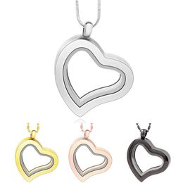 Heart magnetic glass floating charm locket Zinc Alloy chains included for LSFL04338y