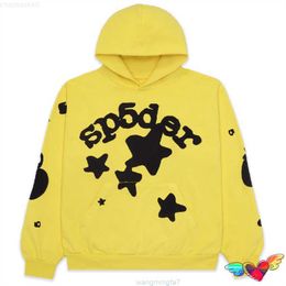 V92q Men and Women Sweatshirts 2023 Yellow Young Thug Sp5der 1 Hip Hop Star Spider 555555 World Wide Pullovers