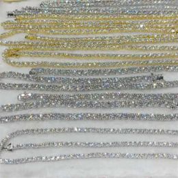 Factory Whole Iced Out 925 Vvs Moissanite Diamond Tennis Chain Bracelet Necklace 3mm 4mm 5mm 6mm 8mm Custom 10k 14k Gold228v