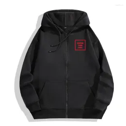 Men's Jackets Custom Logo Autumn Winter Sweater Plush Zippered Hoodie Enterprise Jacket Loose Fitting Pocket Clothes Sports Fitness Top