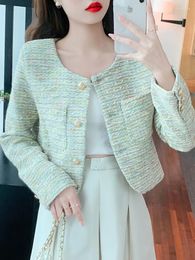 Women's Jackets French Vintage Small Fragrance Tweed Jacket Coat Women Fall Winter Woolen Short High Quality Female Fashion Elegant Outwear