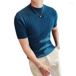 Men's Sweaters Spring And Autumn White Knitted Half-Turtleneck Short-Sleeved T-shirt Slim-Fit Underwear Top Sweater Bottoming Shirt