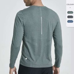 lu Men Yoga Outfit Sports Long Sleeve T-shirt Mens Sport Style Shirts Training Fitness Clothes Elastic Quick Dry Sportwear Top Plus Size 5XL Fashion brand