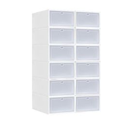 Storage 6pcs/Set Transparent Shoe Box Shoes Organisers Plastic Thickened Foldable Dustproof Storage Box Stackable Combined Shoe Cabinet