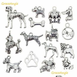 Charms Graceangie 15Pcs/Lot Mixed Puppy Dog Jewellery Making Necklace Pendants Bracelet Findings Diy Accessory Drop Delivery Components Dh3Z9