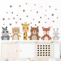 Wall Stickers Cartoon Boho Baby Animals Bear Giraffe for Kids Room Nursery Decals Bedroom Home Decorative Sticker 231128