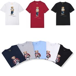 New Men's Designer ralph polo Men's and Women's T-shirt Tops Men's Casual Teddy Bear Pattern High Quality Cotton Shirts Luxury Clothing Sleeves Clothing S-2XLqiao