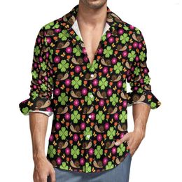 Men's Casual Shirts Cute Snail Male Animal Print Shirt Long Sleeve Vintage Y2K Blouses Autumn Graphic Clothing Plus Size