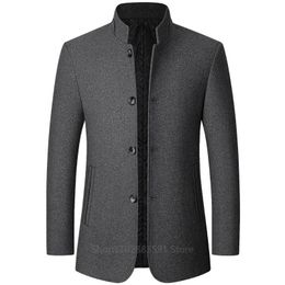 Herr ull blandar Autumn/Winter Woolen Coat British Style Solid Mid-Längd Men Wool Woolen Jacket Men Coat Business Overcoat Man 231128