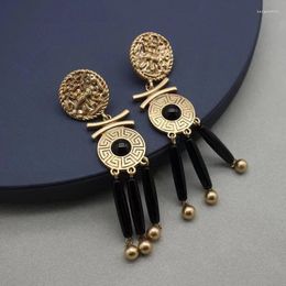 Backs Earrings Europe And The United States Foreign Trade Jewellery Black Glass Sweep Shoulder Ear Clip Fashion Exotic Style Trend Jewelr