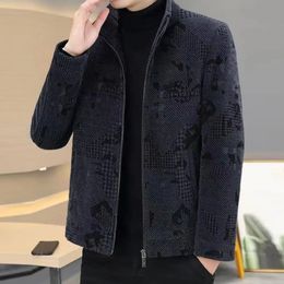 Men's Jackets Men Winter Thick Warm Woolen Coat Lapel Long Sleeve Pockets Zipper Placket Jacket Fleece Lining Cozy Outerwear 231128