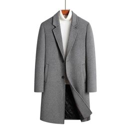 Men's Wool Blends Men's 55% Wool Coats Long Overcoat Business Casual Blends Winter Jacket Men Clothing Woollen Great Coat 231128