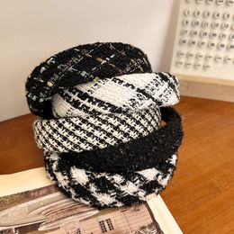 Winter High-end Retro Plaid Wool Sponge Headbands Fashion Hair Accessories Women's Trend Hairband Hair Band Hoop Girl Headwear