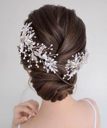 Headpieces Romantic Alloy Leaf Bridal Tiara Wedding Pearl Hair Jewellery Crystal Ornaments For Women