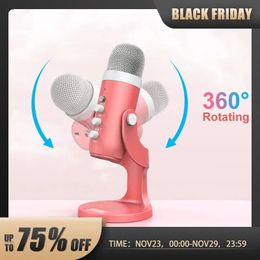 Microphones USB Condenser Microphone Pink Studio Recording Mic for PC Mac Computer Phone Gaming Streaming Podcasting Vocals Laptop Desktop 231128